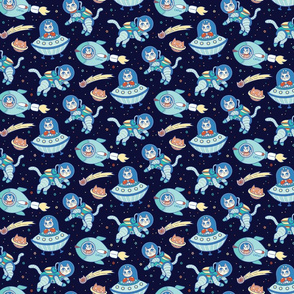 Astro Cats in Dark Blue {Small}