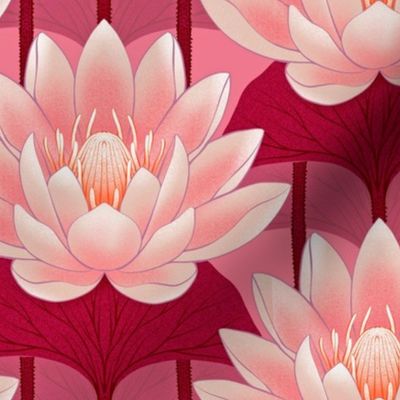 Lotus Blossoms in Pinks and Red