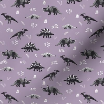 Small Herbivore Dinosaurs on Smoky Violet by Brittanylane