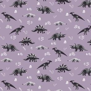 Small Herbivore Dinosaurs on Smoky Violet by Brittanylane