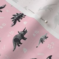 Small Herbivore Dinosaurs on Blush Pink by Brittanylane