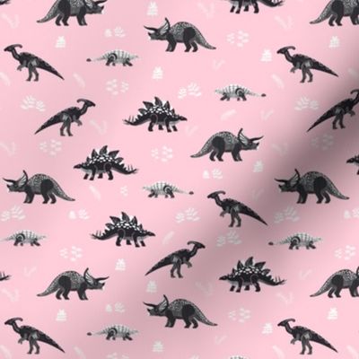 Small Herbivore Dinosaurs on Blush Pink by Brittanylane