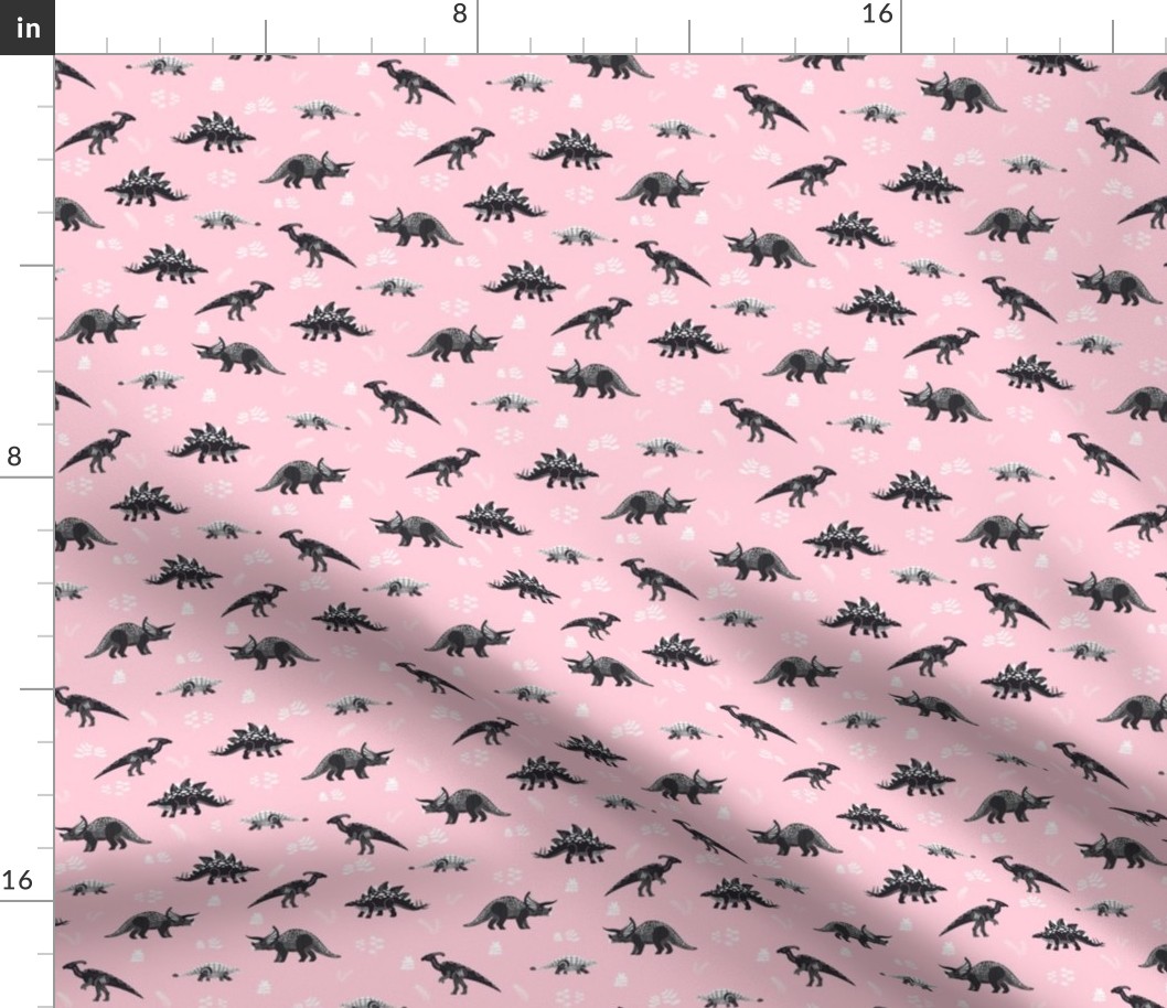 Small Herbivore Dinosaurs on Blush Pink by Brittanylane