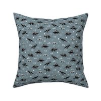 Small Herbivore Dinosaurs on Slate Grey Blue by Brittanylane