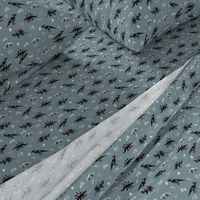 Small Herbivore Dinosaurs on Slate Grey Blue by Brittanylane