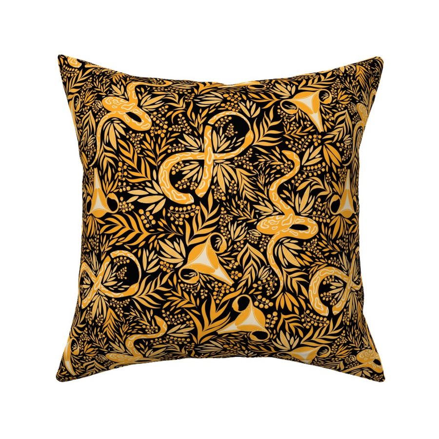 Celebrate your Uterus (floral snakes) black yellow