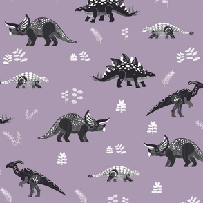 Jumbo Herbivore Dinosaurs on Smoky Violet by Brittanylane