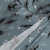 Jumbo Herbivore Dinosaurs on Blue Grey Slate by Brittanylane