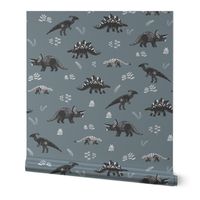 Jumbo Herbivore Dinosaurs on Blue Grey Slate by Brittanylane
