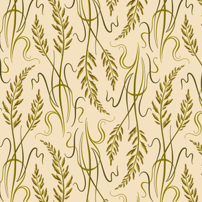 Wild prairie grasses - cream background 