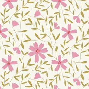 floral vines in millennial pink and citron