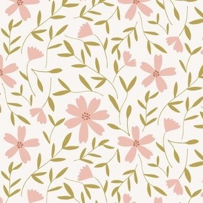 floral vines in blush and citron