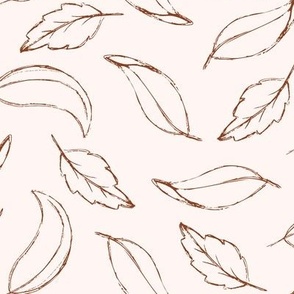 sketched leaves in cream and marsala