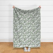 Romantic boho rose garden sweet spring summer blossom vintage style large scale scandinavian design pastel mist green white