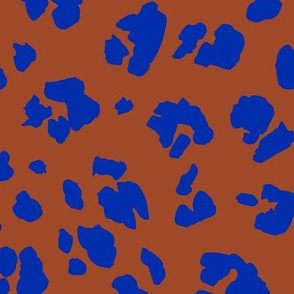 Neon panther pop art retro style animal print leopard skin design in brick red eclectic blue LARGE