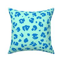 Neon panther pop art retro style animal print leopard skin design in mint green ocean classic blue LARGE