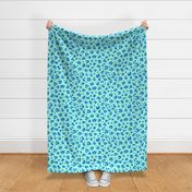 Neon panther pop art retro style animal print leopard skin design in mint green ocean classic blue LARGE
