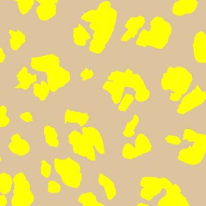 Neon panther pop art retro style animal print leopard skin design in bright yellow beige sand LARGE
