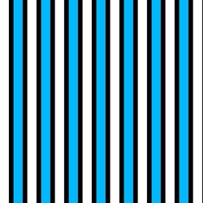 Black, White and Bright Stripes (#4) - Narrow Black Ribbons with Turquoise Sea and White