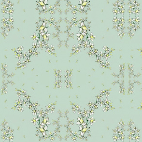 Lily of the valley on Seafoam Green