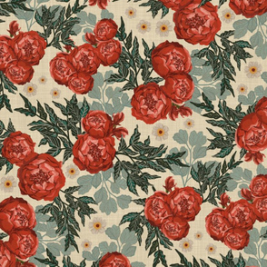 Vintage Red Roses - Small-Medium Scale