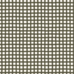 wobbly gingham in olive green