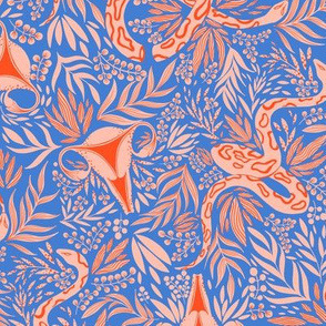 Celebrate your Uterus (floral snakes) blue orange