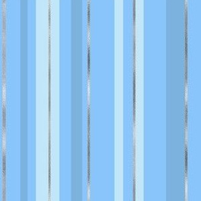 Pastel Blue Stripes with Faux Silver