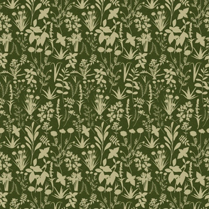 Herbology- Herbs of the World- Eggshell on Lime Green Linen Texture- Small Scale