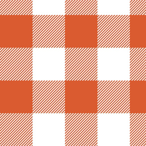 Orange Plaid Pattern on White- 4'' Autumn colors