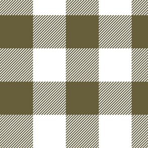 Green Plaid Pattern on White - 4'' Autumn colors