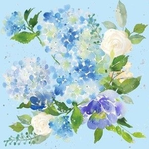 Pastel Blue Watercolor Floral