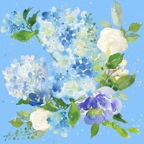 Pastel Blue Watercolor Floral 