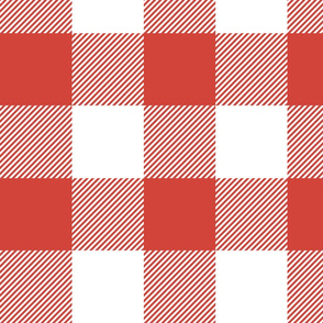 Red Plaid Pattern on White - 4'' Autumn colors