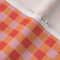 0.5'' Gingham check with texture Cotton candy pink Papaya and Coral