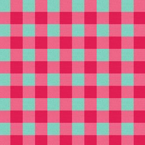 0.5'' Gingham check with texture Hot pink and Mint