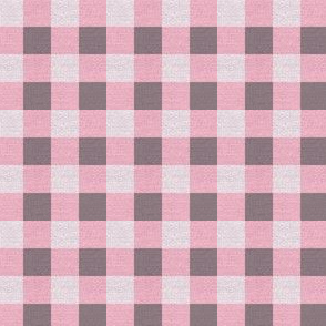 0.5'' Gingham check with texture Cotton candy pink and warm gray