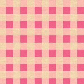  0.5'' Gingham check with texture Pink and Cream