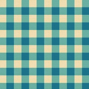 0,5" Gingham check with texture Teal and Butter Small scale