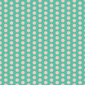 Biscay green and pink polka dots