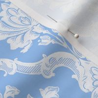 Oldoini Damask ~ White on Jasper Blue  