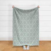 Oldoini Damask ~ Soft Silver on Eau-de-Nil Faux Moire 