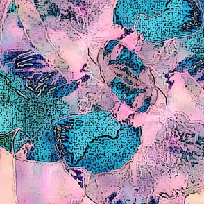 Pansy Abstract - Pink and Teal