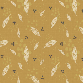 Tribal Leaves on Gold Yellow