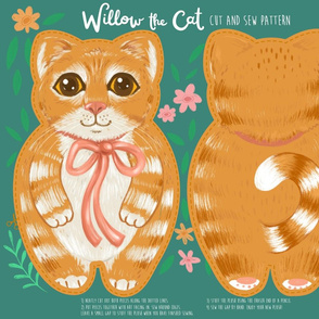 Willow the Cat cut and sew plush pattern