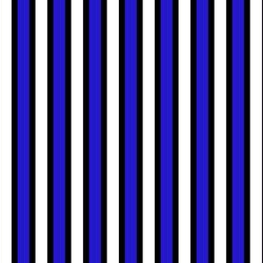 Black, White and Bright Stripes (#5) - Narrow Black Ribbons with Moonshine Blue and White