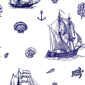 Nautical,marine,sealife,ocean,sail,ships pattern 
