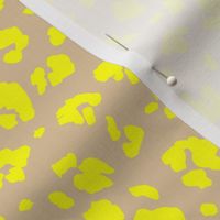 Neon panther pop art retro style animal print leopard skin design in bright yellow beige sand