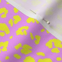Neon panther pop art retro style animal print leopard skin design in bright bubblegum pink yellow