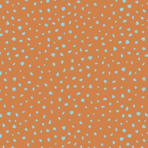 Neon little cheetah spots and speckles panther animal skin abstract minimal pop art dots retro print caramel burnt orange aqua blue